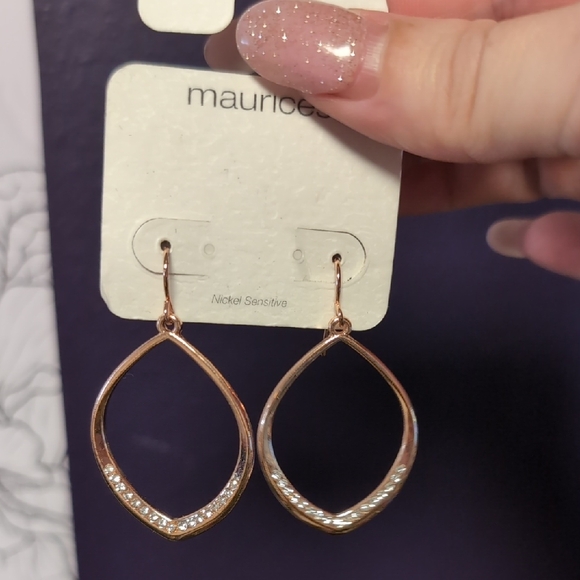 Maurices Shimmering Rose Gold Leaf Earrings - Picture 5 of 7